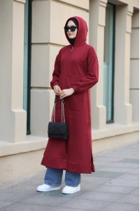 1612 Fermuarlı Polar Kap - Bordo 
