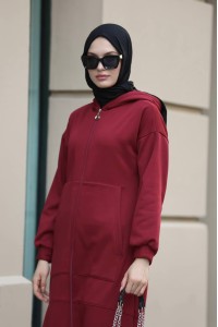 1612 Fermuarlı Polar Kap - Bordo 