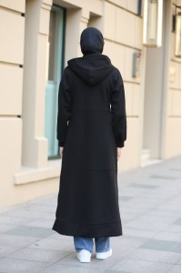 1612 Fermuarlı Polar Kap - Siyah 