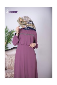3161Taş Detaylı Elbise -  Gül Kurusu