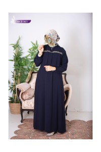 3161Taş Detaylı Elbise - Lacivert