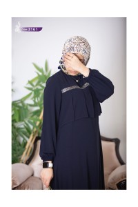 3161Taş Detaylı Elbise - Lacivert