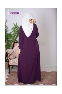 3161Taş Detaylı Elbise - Mürdüm