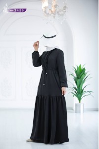3459 Düğme detaylı elbise - Siyah