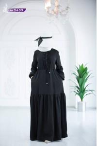 3459 Düğme detaylı elbise - Siyah