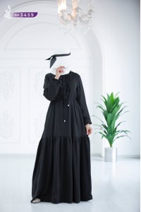 3459 Düğme detaylı elbise - Siyah