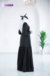 3459 Düğme detaylı elbise - Siyah