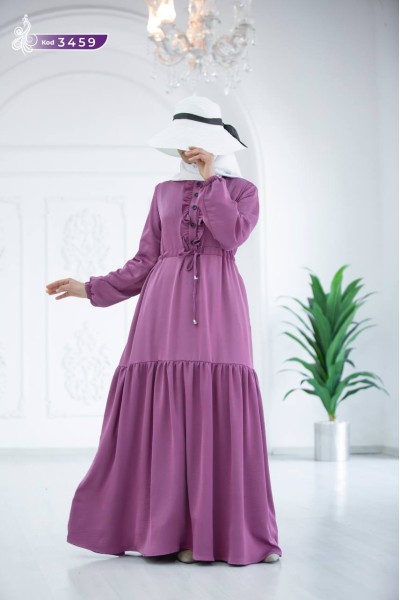 3459 Düğme detaylı elbise - Pembe 