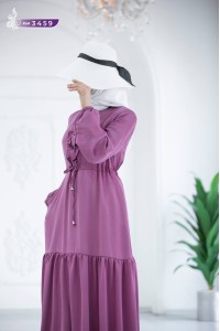 3459 Düğme detaylı elbise - Pembe