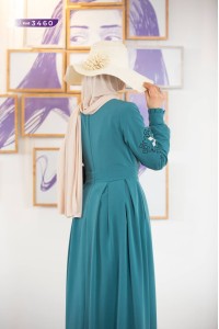3460 Şık işlemeli elbise - Mint Yeşili