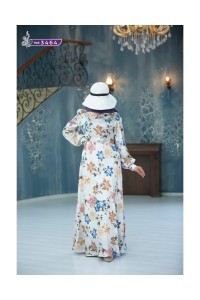 3464  Çiçek Desenli Elbise - Sari