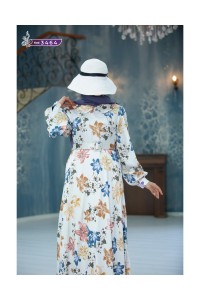 3464  Çiçek Desenli Elbise - Sari
