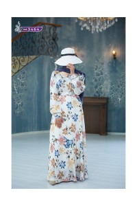 3464  Çiçek Desenli Elbise - Sari