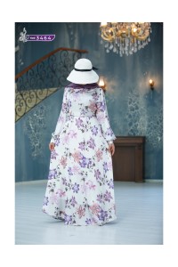 3464  Çiçek Desenli Elbise - Mor
