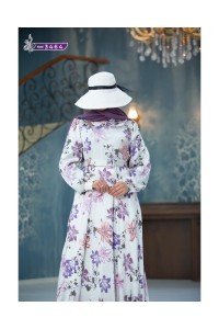 3464  Çiçek Desenli Elbise - Mor