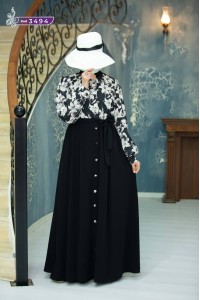 3494 Düğmeli Elbise -  Siyah