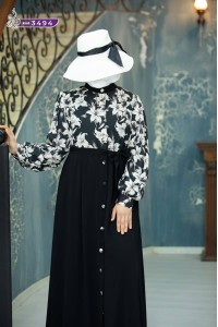 3494 Düğmeli Elbise -  Siyah