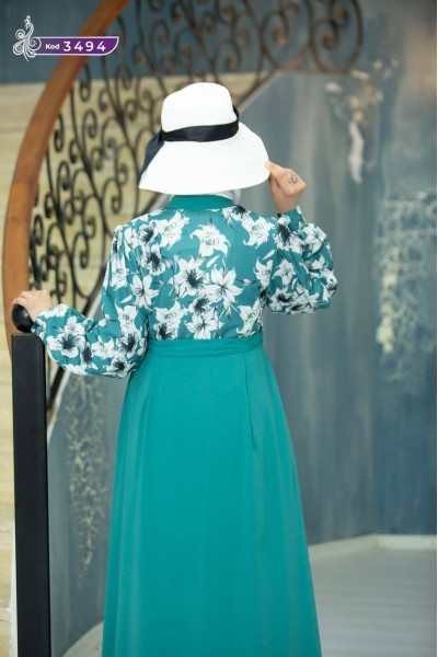 3494 Düğmeli Elbise - Mint 