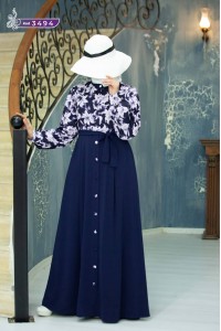 3494 Düğmeli Elbise - Lacivert