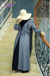 3497 İkili Takım Abaya - Gri