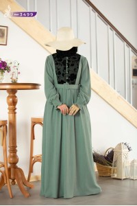 3499 Tül Detaylı Elbise - Mint 