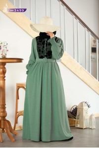 3499 Tül Detaylı Elbise - Mint 