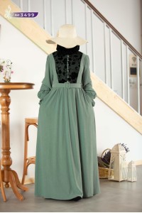 3499 Tül Detaylı Elbise - Mint 