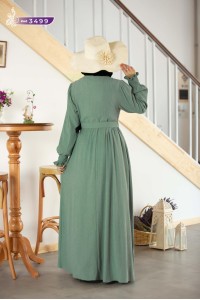 3499 Tül Detaylı Elbise - Mint 