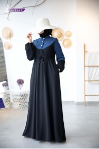 1309 Belden Büzgülü Elbise - Siyah