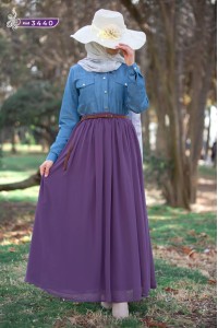  4040 Şifon Etek - Mor