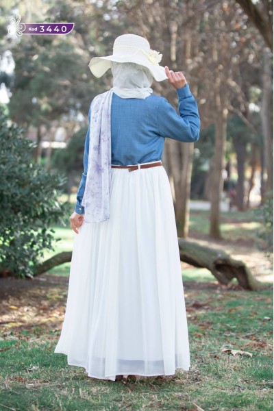  4040 Şifon Etek - Beyaz 