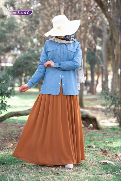  4040 Şifon Etek - Taba 