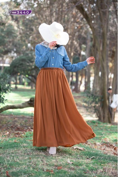  4040 Şifon Etek - Taba 