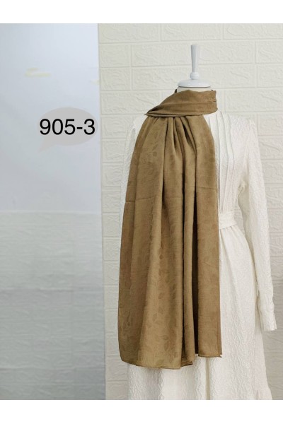 905-3 Kendinden Desenli Keten Şal  