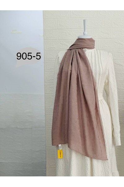 905-5 Kendinden Desenli Keten Şal  