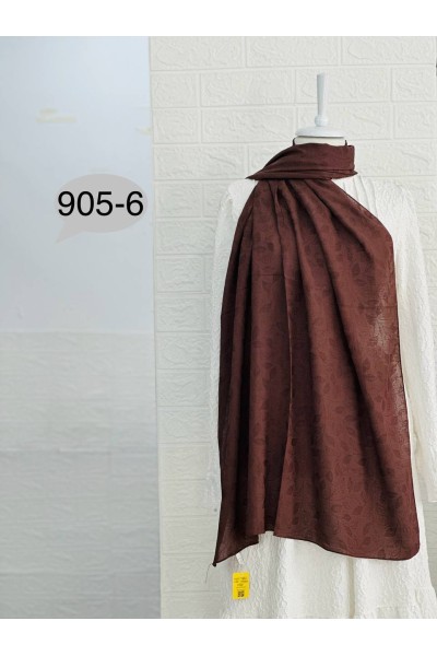 905-6 Kendinden Desenli Keten Şal  