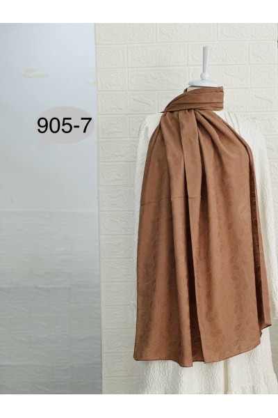 905-7 Kendinden Desenli Keten Şal  