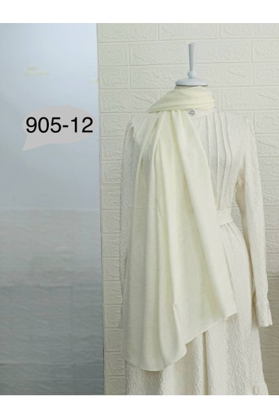 905-12 Kendinden Desenli Keten Şal  