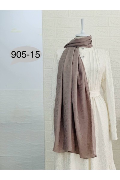 905-15 Kendinden Desenli Keten Şal  